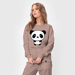 Костюм хлопковый женский Эй, чувак! Панда Hey, man! Panda, цвет: пыльно-розовый — фото 2