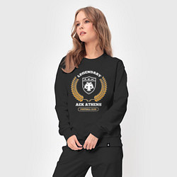 Костюм хлопковый женский Лого AEK Athens и надпись Legendary Football Club, цвет: черный — фото 2