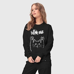 Костюм хлопковый женский Blink 182 Рок кот, цвет: черный — фото 2