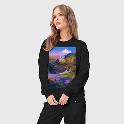 Костюм хлопковый женский Абстрактный пейзаж, цвет: черный — фото 2
