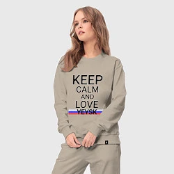 Костюм хлопковый женский Keep calm Yeysk Ейск, цвет: миндальный — фото 2