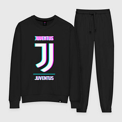 Костюм хлопковый женский Juventus FC в стиле Glitch, цвет: черный
