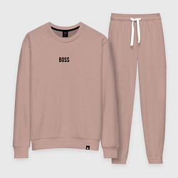 Костюм хлопковый женский Boss Black Text, цвет: пыльно-розовый