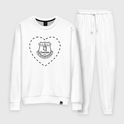 Костюм хлопковый женский Лого Everton в сердечке, цвет: белый