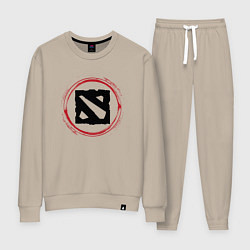 Женский костюм Символ Dota и красная краска вокруг