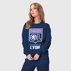 Костюм хлопковый женский Lyon FC в стиле Glitch, цвет: тёмно-синий — фото 2
