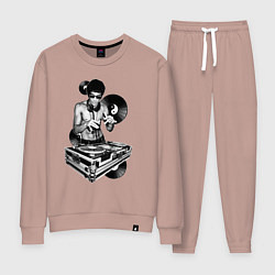 Костюм хлопковый женский Bruce Lee - Vinyl Dj, цвет: пыльно-розовый