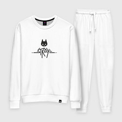Костюм хлопковый женский Stray ровный логотип, черный, цвет: белый