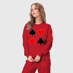 Костюм хлопковый женский Четыре масти игральных карт, цвет: красный — фото 2