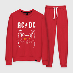 Костюм хлопковый женский AC DC rock cat, цвет: красный