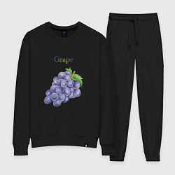 Костюм хлопковый женский Grape виноград, цвет: черный