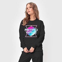 Костюм хлопковый женский Retrowave Neon, цвет: черный — фото 2
