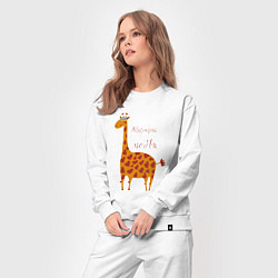 Костюм хлопковый женский Жирафик любви, цвет: белый — фото 2