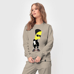 Костюм хлопковый женский Барт Симпсон в тёмных очках, цвет: миндальный — фото 2