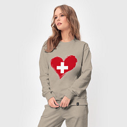 Костюм хлопковый женский Сердце - Швейцария, цвет: миндальный — фото 2