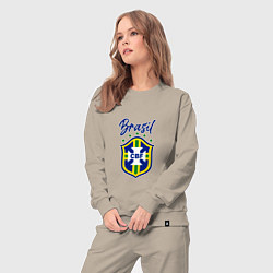 Костюм хлопковый женский Brasil Football, цвет: миндальный — фото 2