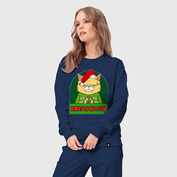 Костюм хлопковый женский Xmas is no fun, цвет: тёмно-синий — фото 2