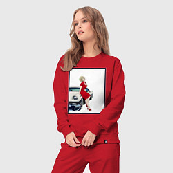 Костюм хлопковый женский Автоледи рисунок, цвет: красный — фото 2