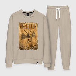 Костюм хлопковый женский Led zeppelin swan song logo, цвет: миндальный