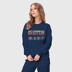 Костюм хлопковый женский Led Zeppelin - logotype, цвет: тёмно-синий — фото 2