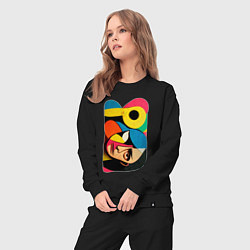 Костюм хлопковый женский Поп-арт в стиле Пабло Пикассо, цвет: черный — фото 2