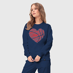 Костюм хлопковый женский Сердце баскетбольный мяч, цвет: тёмно-синий — фото 2