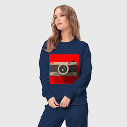 Костюм хлопковый женский Фотоаппарат flat, цвет: тёмно-синий — фото 2