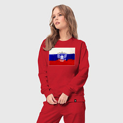 Костюм хлопковый женский Флаг России - акварель, цвет: красный — фото 2