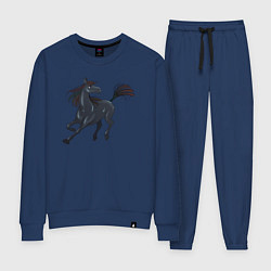 Костюм хлопковый женский Лошадь мустанг, цвет: тёмно-синий