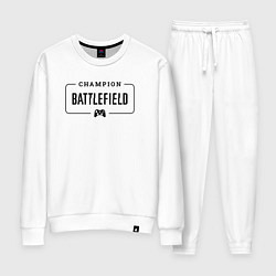 Костюм хлопковый женский Battlefield gaming champion: рамка с лого и джойст, цвет: белый