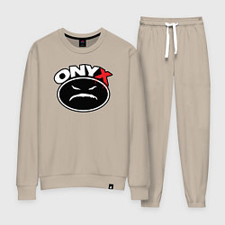 Костюм хлопковый женский Onyx - black logo, цвет: миндальный