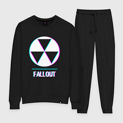 Костюм хлопковый женский Fallout в стиле glitch и баги графики, цвет: черный