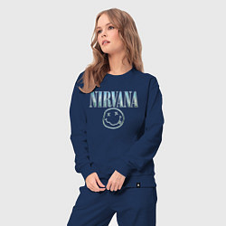 Костюм хлопковый женский Nirvana - смайлик, цвет: тёмно-синий — фото 2