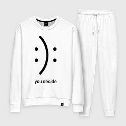 Костюм хлопковый женский Уou decide, sad or cheerful, цвет: белый