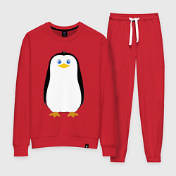Костюм хлопковый женский Красивый пингвин, цвет: красный