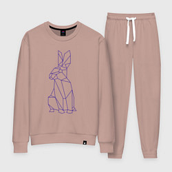 Костюм хлопковый женский Символ 2023 - Синий Кролик, цвет: пыльно-розовый