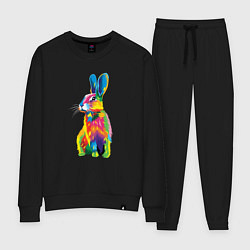 Костюм хлопковый женский Кролик в стиле поп-арт, цвет: черный
