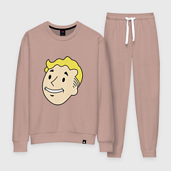 Костюм хлопковый женский Vault boy head, цвет: пыльно-розовый