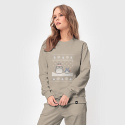 Костюм хлопковый женский Новогодние тоторики - ugly sweater, цвет: миндальный — фото 2