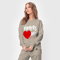 Костюм хлопковый женский Haters love me, цвет: миндальный — фото 2