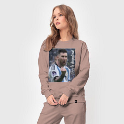 Костюм хлопковый женский Viva la Argentina - Lionel Messi - world champion, цвет: пыльно-розовый — фото 2