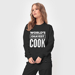 Костюм хлопковый женский Worlds okayest cook, цвет: черный — фото 2