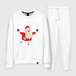 Костюм хлопковый женский Дед Мороз на роликах, цвет: белый