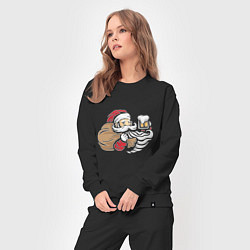 Костюм хлопковый женский Санта с пивком, цвет: черный — фото 2