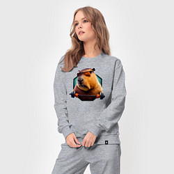Костюм хлопковый женский Спортивная капибара, цвет: меланж — фото 2
