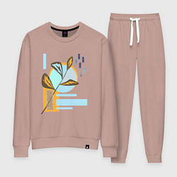 Костюм хлопковый женский Минималистский абстрактный рисунок, цвет: пыльно-розовый