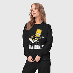 Костюм хлопковый женский Ramones Барт Симпсон рокер, цвет: черный — фото 2