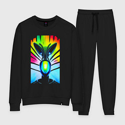 Костюм хлопковый женский Alien - neural network - neon glow, цвет: черный