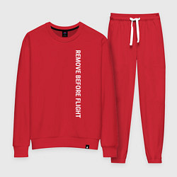 Костюм хлопковый женский Remove before flight, цвет: красный