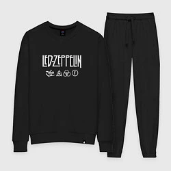 Костюм хлопковый женский Led Zeppelin символы, цвет: черный